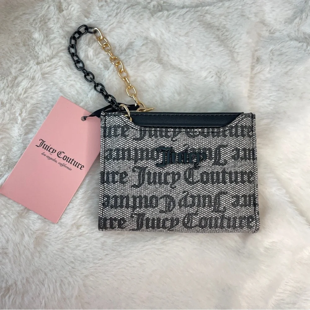 NEW Juicy‎ Couture Gothic Logo Wallet and Heart Coin Purse Set Black